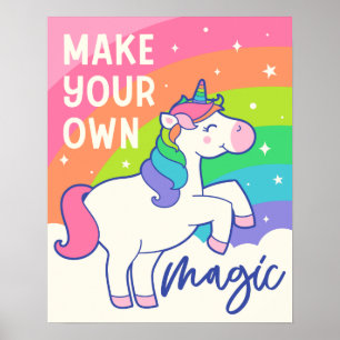 Poster Faites votre propre magie Cute Unicorn
