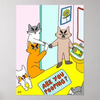 Poster Faites-vous caca ? Chat drôle et coloré