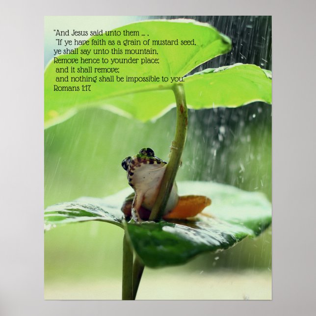 Poster Faith Bible Verse Inspiration Cute Green Frog (Devant)
