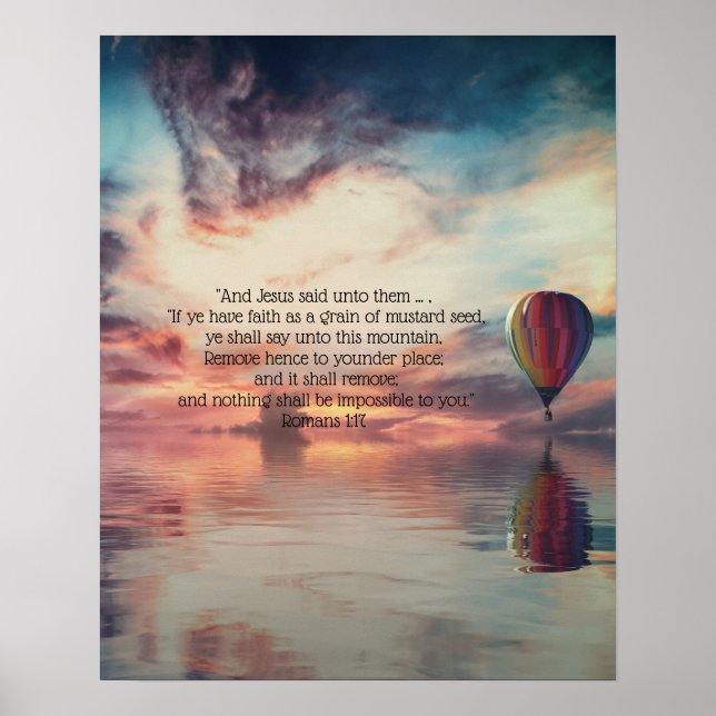 Poster Faith Bible Verse Inspirational Hot Air Balloon (Devant)