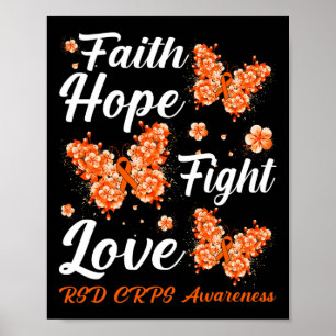 Poster Faith Hope Fight Love RSD CRPS Awareness Butterfly