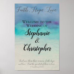 Poster Faith Hope Love Aquarelle Bible Verse Mariage