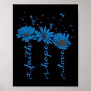 Poster Faith Hope Love Diabetes Awareness Mois Blue Ribb