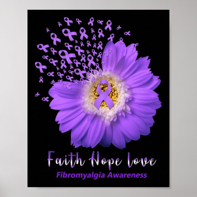 Poster Faith Hope Love Fibromyalgie Sensibilisation Ribb  (Devant)