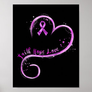 Poster Faith Hope Love Purple Ribbon Overdose Sensibilisa
