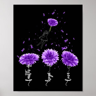 Poster Faith Hope Love Purple Tournesol Fibromyalgie Awar