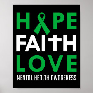Poster Faith Love Green Ribbon Sensibilisation à la santé