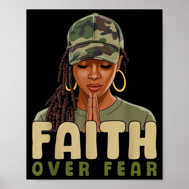 Poster Faith Over Fear Christian Camo African American Af (Devant)