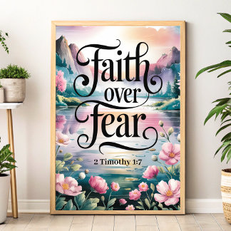 Poster Faith Over Fear - Christian Wall Art for Women