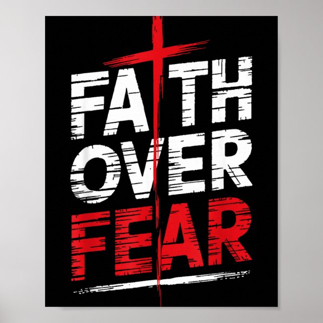 Poster Faith Over Fear With Cross Christian Men  (Devant)