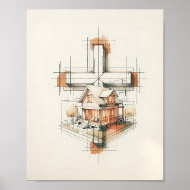 Poster FaithArtCreation 'Moi Et Ma Maison Nous Serons Le (Devant)