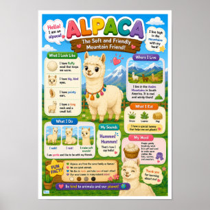 Poster Faits amusants sur l'alpaca pour les enfants