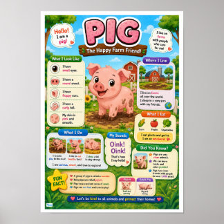 Poster Faits amusants sur le cochon pour les enfants