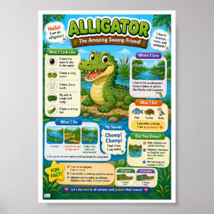 Poster Faits Amusants Sur Les Alligators Pour Les Enfants