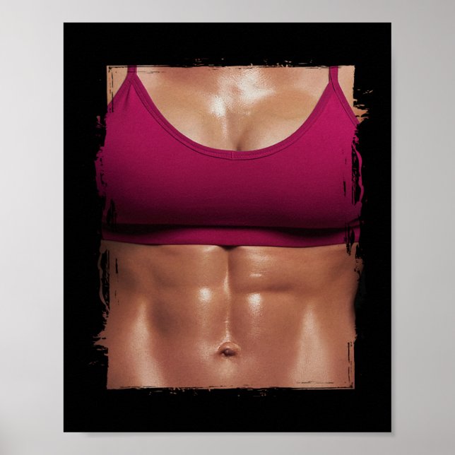 Poster Fake Muscle Femme Fitness Corps Femme (Devant)