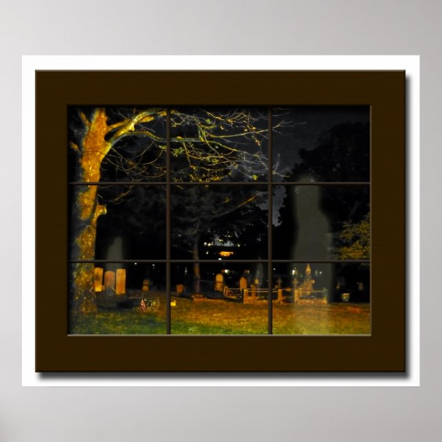 Poster Fake Window Graveyard Halloween Prop Haunted House (Devant)