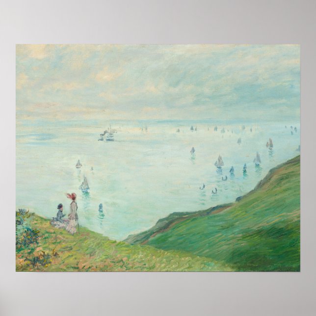 Poster Falaises à Pourville (1882) par Claude Monet (Devant)