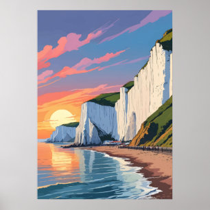 Poster Falaises blanches de Douvres – Paysage côtier embl
