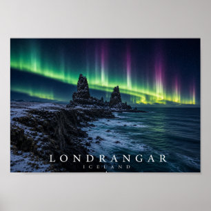 Poster Falaises de basalte de Lóndrangar Islande A4