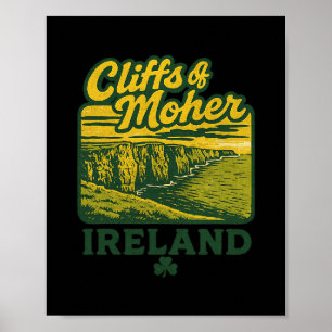 Poster Falaises de Moher Irlande Vacances Rétro Monument