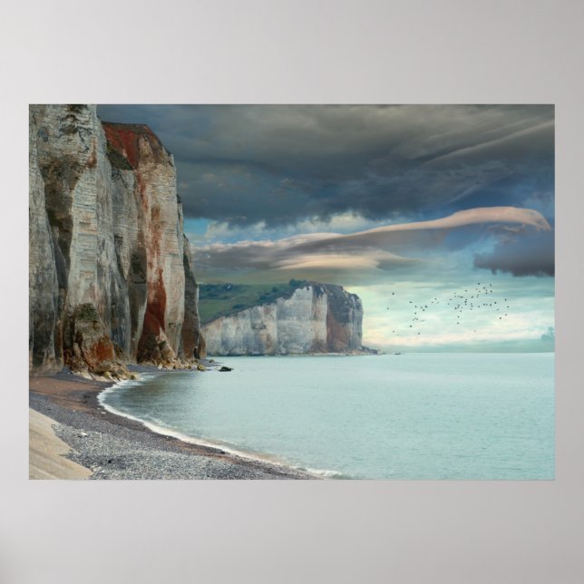 Poster Falaises du paysage marin de Normandie (Devant)