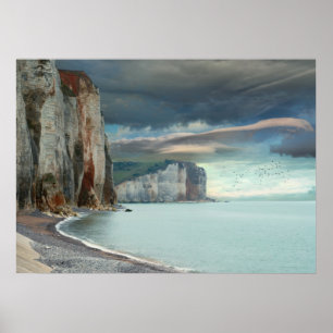 Poster Falaises du paysage marin normande