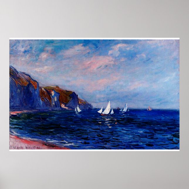 Poster Falaises et voiliers à Pourville, 1882 (Devant)