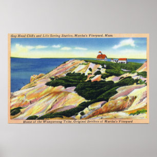 Poster Falaises principales gaies et vue de station de