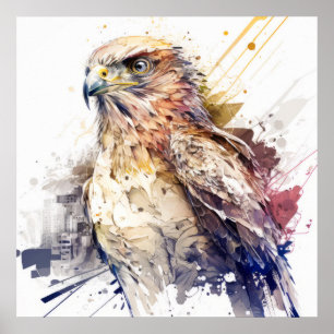 Poster Falcon Bird Portrait Animal Peinture Faune Libre