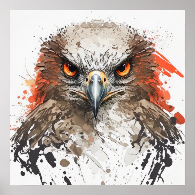 Poster Falcon Portrait Animal Peinture Faune En Plein Air (Devant)