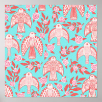 Falcons et Rose Motif bleu rose