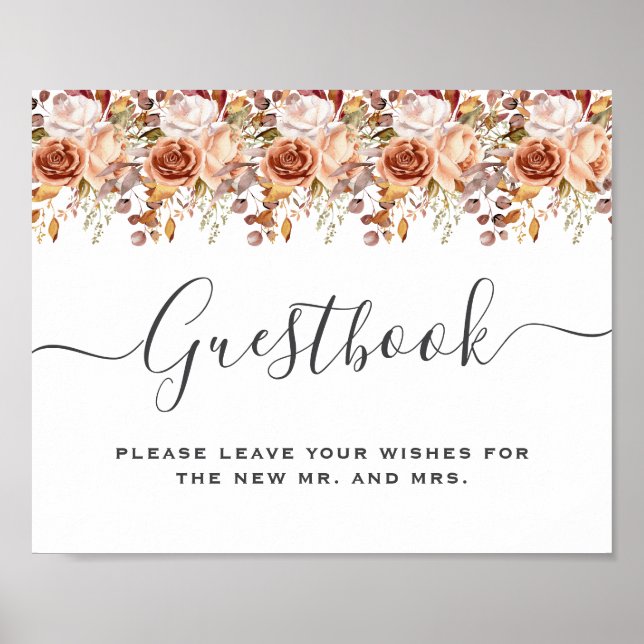 Poster Fall Autumn Leaves Rustic Country Boho Wedding (Devant)