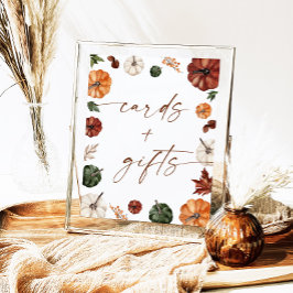 Poster Fall Baby Shower Cards and Gifts Sign, Pumpkin