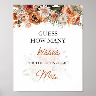 Poster Fall Boho Devine Combien De Baisers Fête des marié