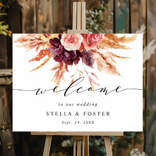 Poster Fall Burgundy Terracotta Floral Mariage