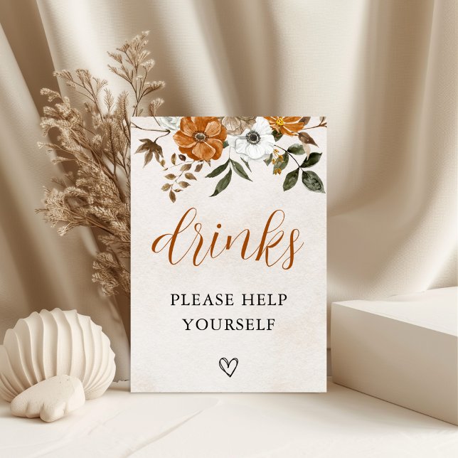 Poster Fall in Love | Bridal Shower Drinks Bar Sign (Créateur téléchargé)
