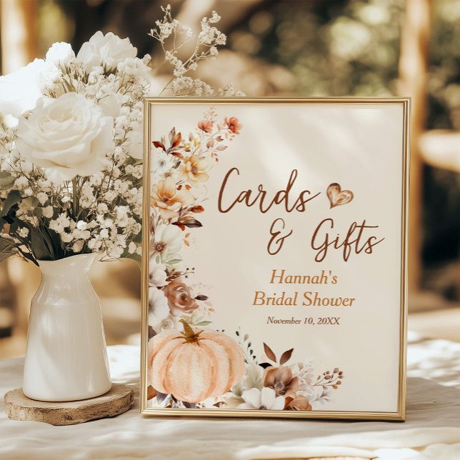 Poster Fall in Love Pumpkin Cards and Gifts Bridal Shower (Créateur téléchargé)