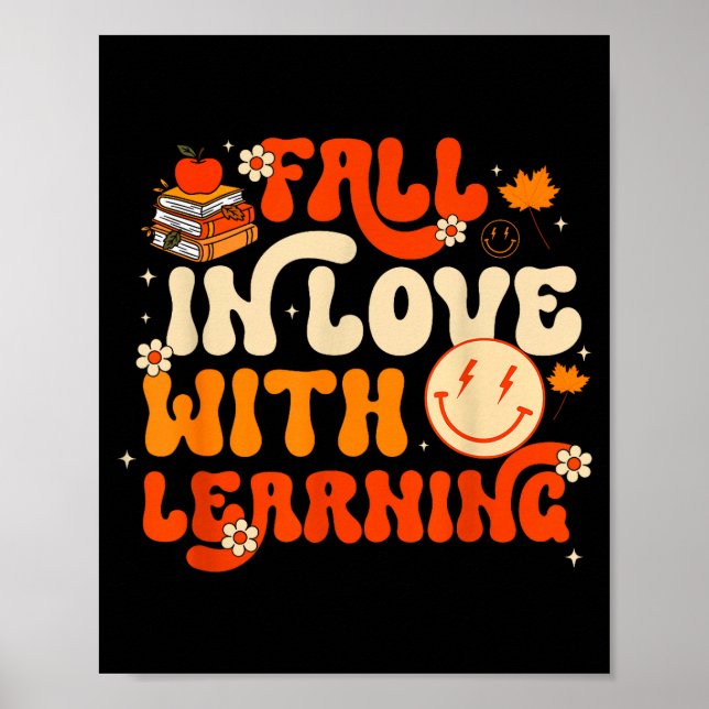 Poster Fall In Love With Learning Autum Thanksgiving Teac (Devant)