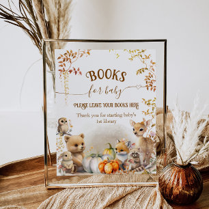 Poster Fall Woodland Little Citrouille Baby shower livre