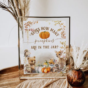 Poster Fall Woodland Little Citrouille jeu de Baby shower