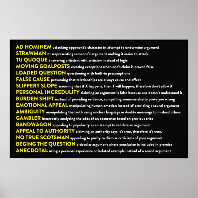 Poster Fallacies logiques (Devant)