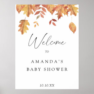 Poster Falling feuille automne accueil baby shower fête