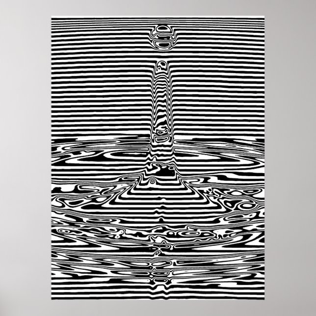 Poster Falling Water Droplets in Ocean OP Art  (Devant)