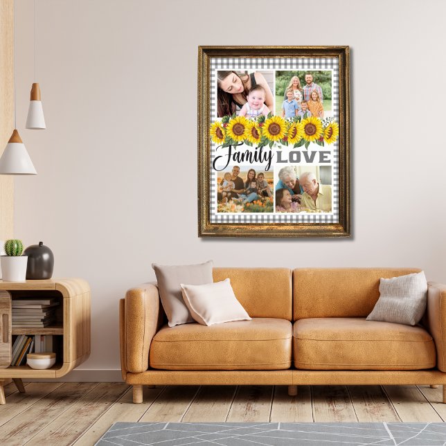 Poster Famille Amour En vichy Collage Famille Customisée (Créateur téléchargé)