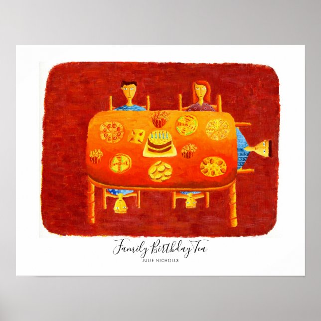 Poster Famille Anniversaire Tea Party Peinture (Devant)
