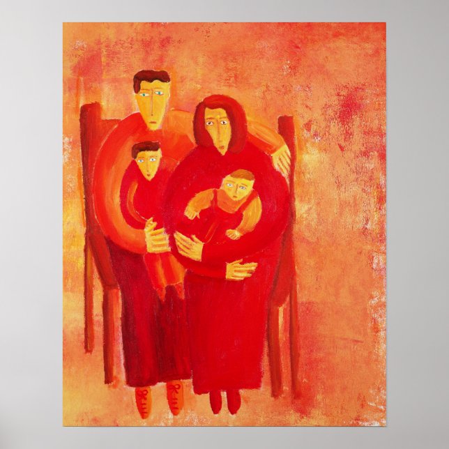 Poster Famille assise Portrait moderne Peinture Art Impri (Devant)