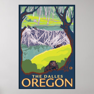 Poster Famille Beaver - Les Dalles, Oregon