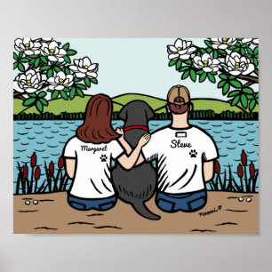 Poster Famille Black Labrador personnalisée Brown L