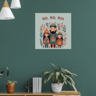 Poster Famille confortable scandinave de Noël
