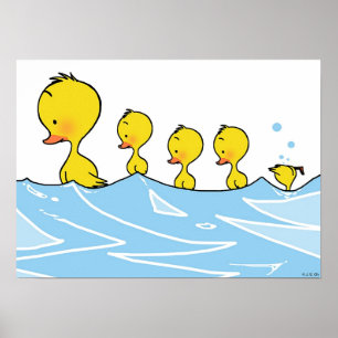 Poster Famille de canards de natation